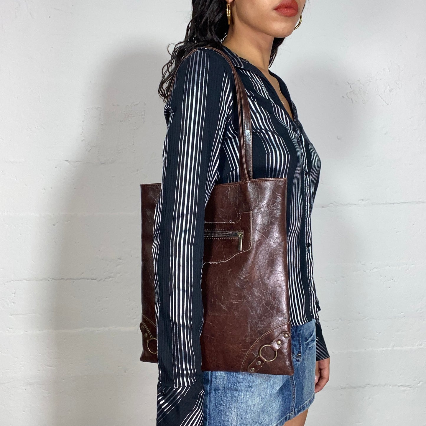 Vintage 2000's Archive Brown Leather Tote Bag