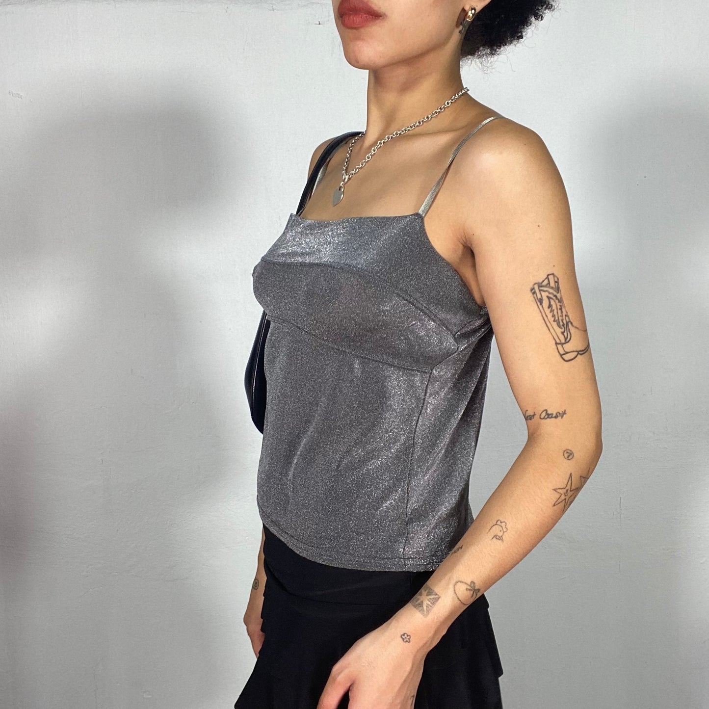 Vintage 2000's Night Out Silver Glittery Top (S)