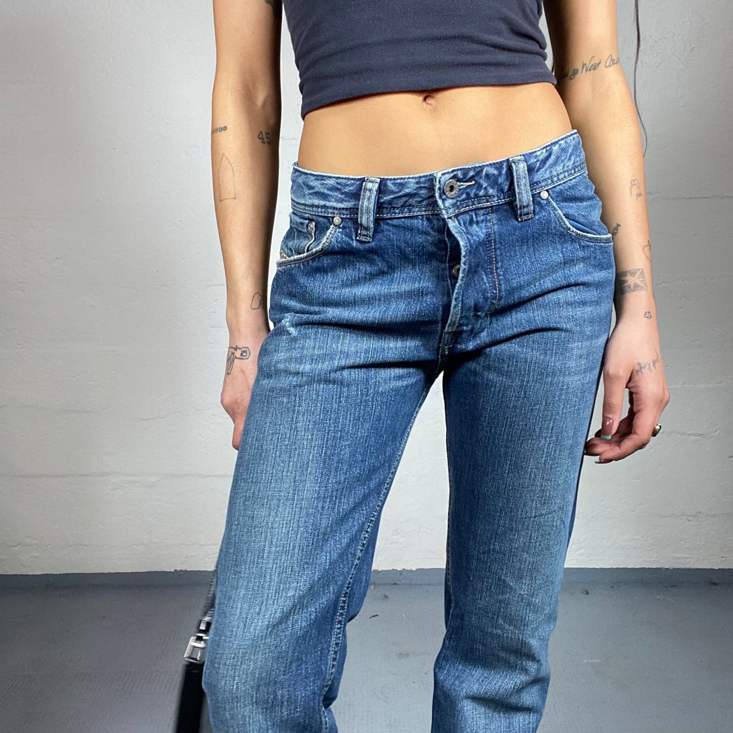 Vintage 2000's Spice Girls Dark Low Waist Pants with Straight Cut (S)