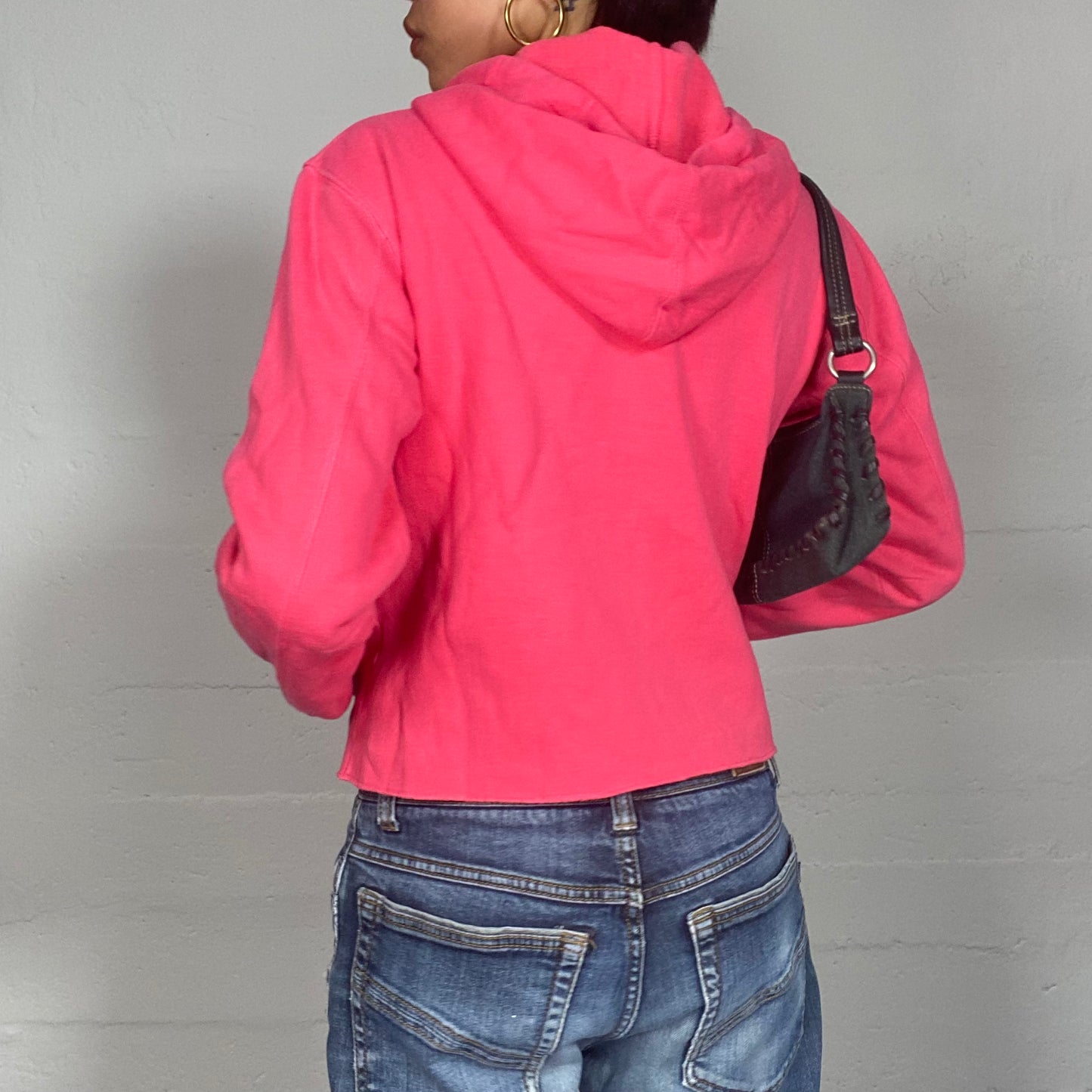 Vintage 2000's DKNY Pink Zip Up jacket with White "DKNY Jeans" Print (M)