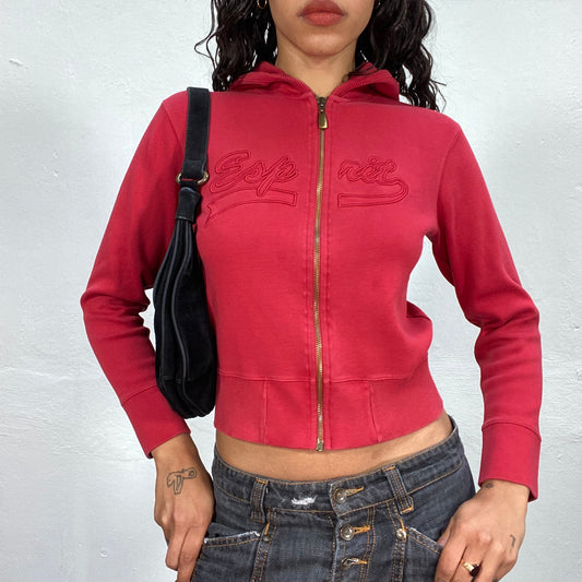 Vintage 2000's Esprit Red Zip Up Sweater with Logo Embroidery (XS)