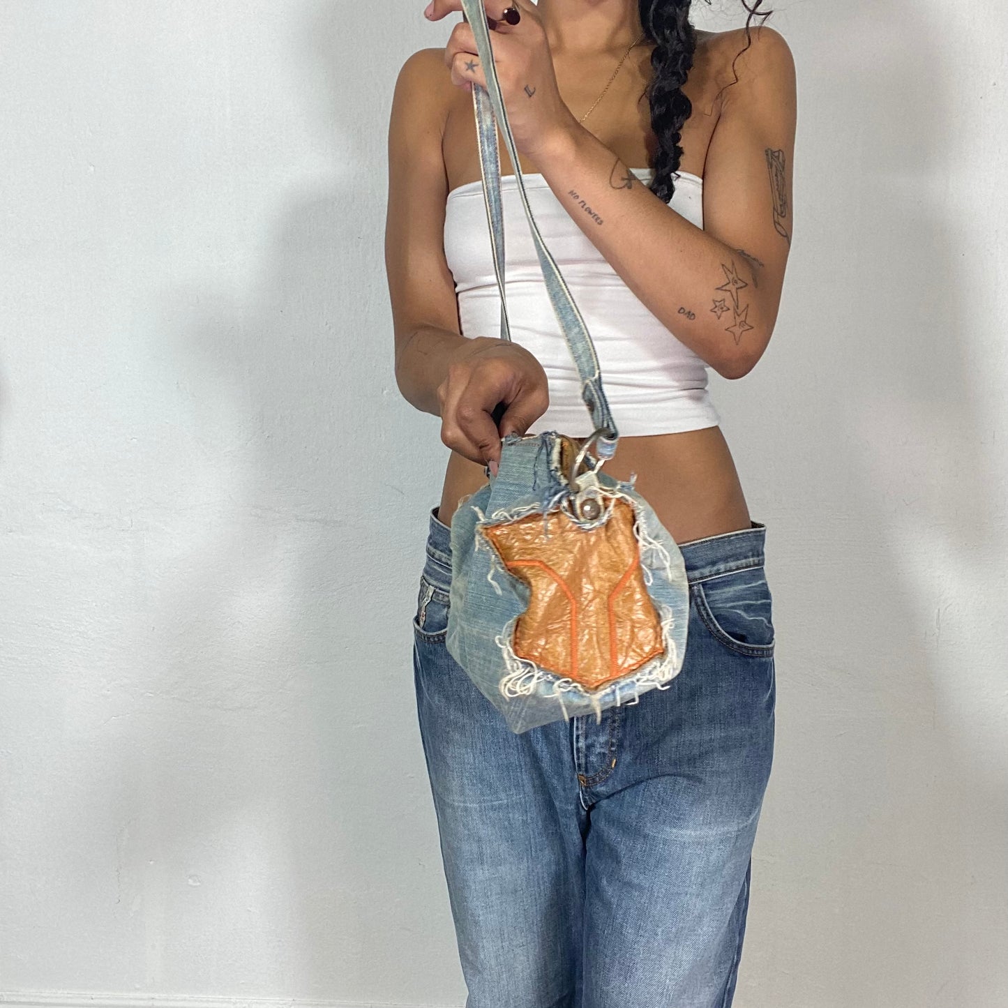 Vintage 2000's Sleaze Jeans Shoulder Bag with Deconstructed Finish