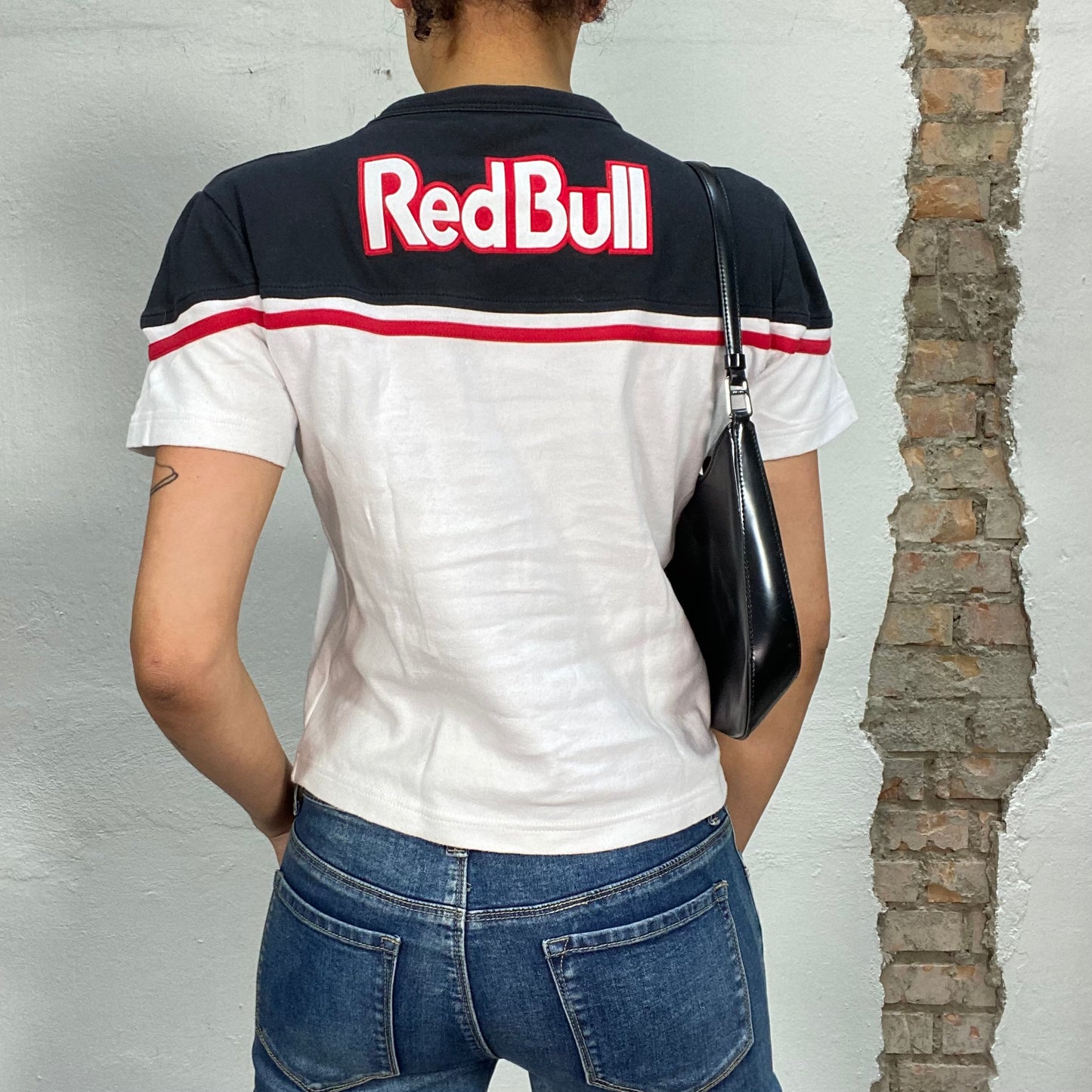 Vintage 90's Racer Black and White RedBull Shirt (S/M)