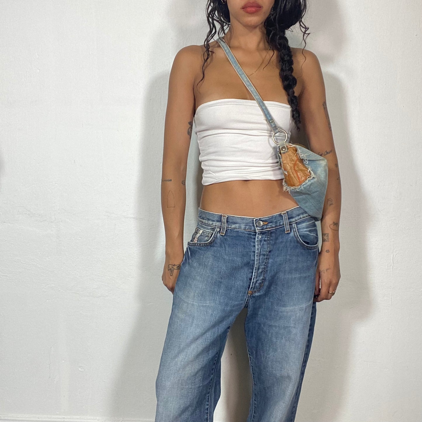Vintage 2000's Sleaze Jeans Shoulder Bag with Deconstructed Finish