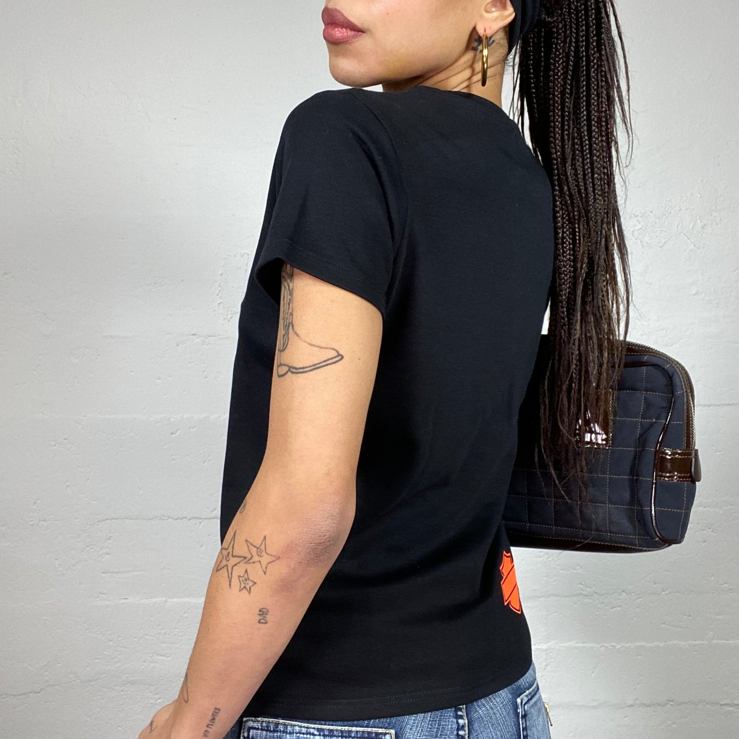 Vintage 2000's Harley Davidson Sleaze Black Oversized Tee with Orange Print (M/L)