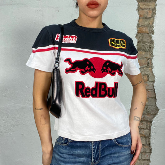 Vintage 90's Racer Black and White RedBull Shirt (S/M)