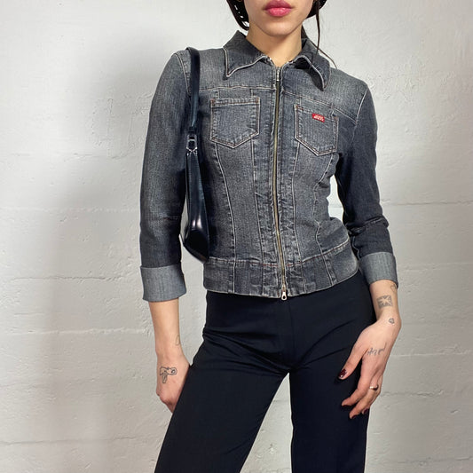 Vintage 2000's Miss Sixty Archive Dark Wash Denim Jacket with Zipper (S)