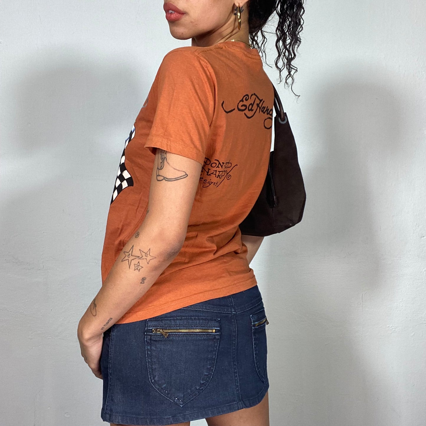 Vintage 2000's Ed Hardy Vibrant Orange Tee with Fierce Tiger Graphic (S)