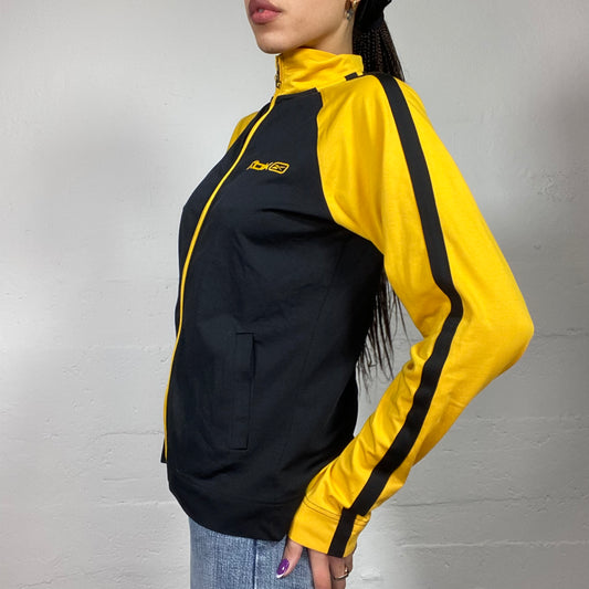 Vintage 90's Reebok Sporty Girl Black and Yellow Zip Up Jacket (M)