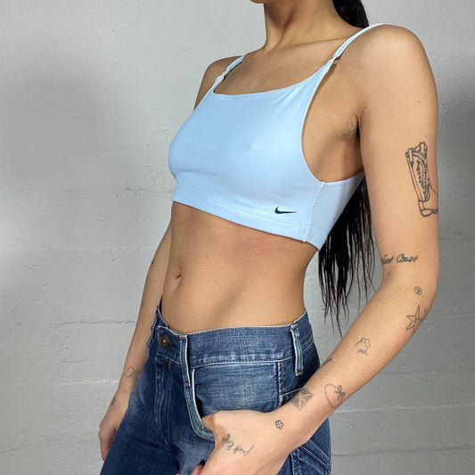 Vintage 2000's Nike Sporty Girl Baby Blue Top with Brand Logo Detail (S)