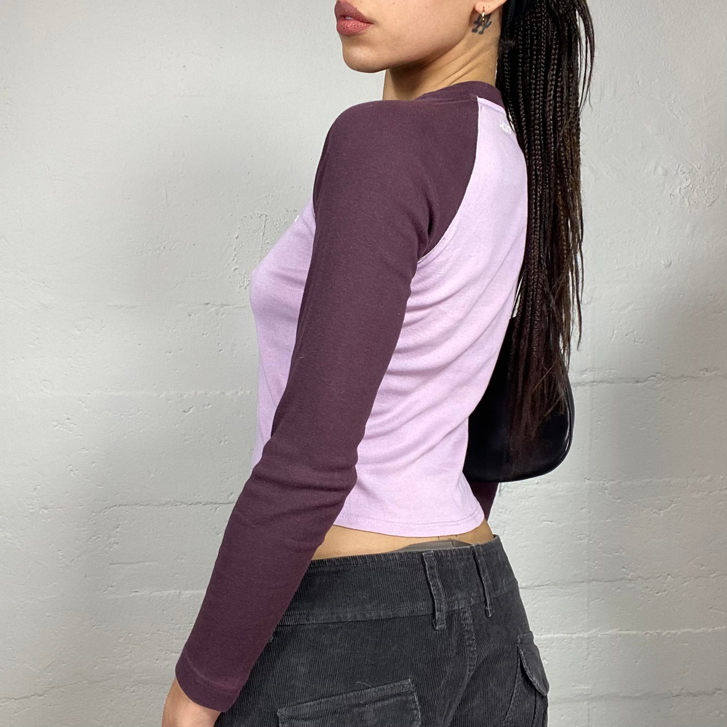 Vintage 90's Lacoste College Girl Purple Longsleeve Top with Colour Tone Detail (S)