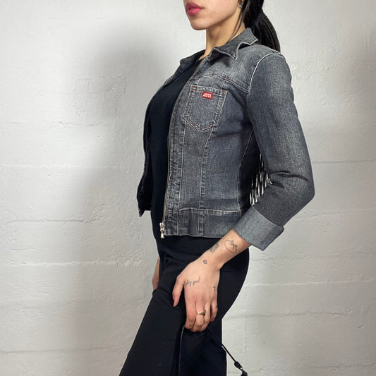 Vintage 2000's Miss Sixty Archive Dark Wash Denim Jacket with Zipper (S)