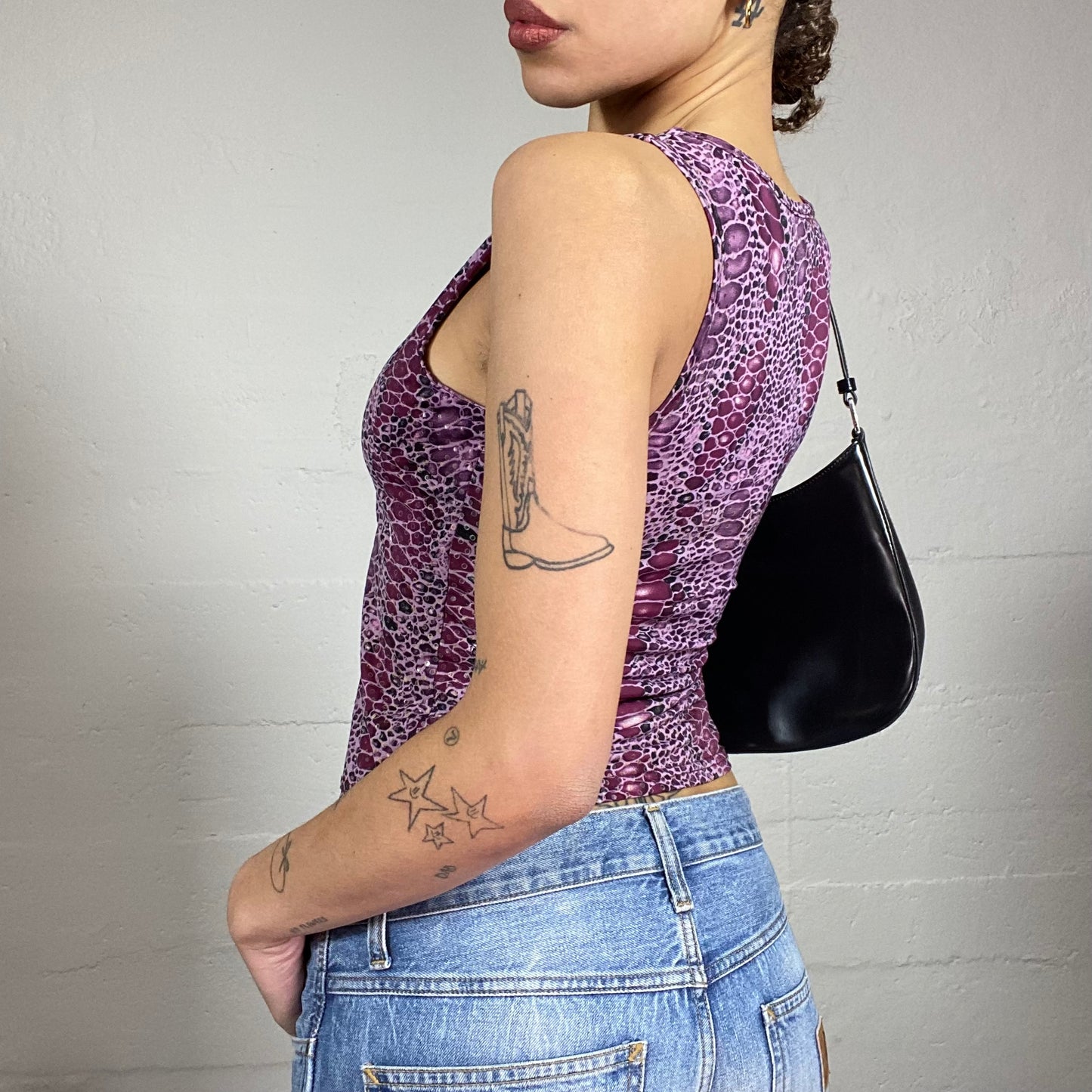 Vintage 2000's Clubwear Pink Python Print Top (S)