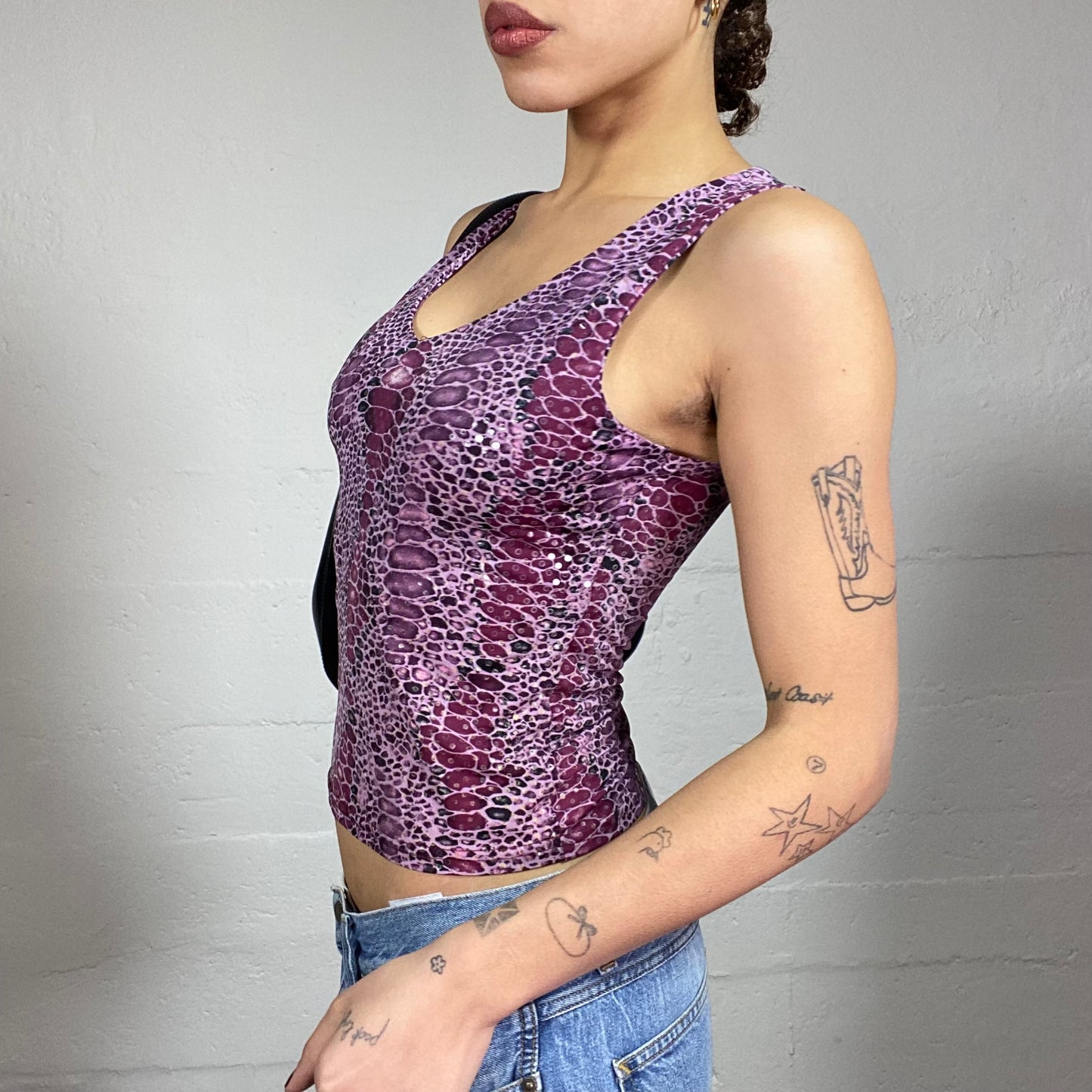 Vintage 2000's Clubwear Pink Python Print Top (S)