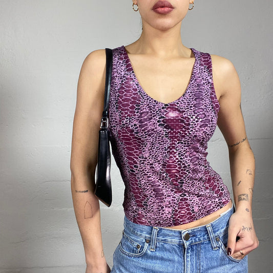 Vintage 2000's Clubwear Pink Python Print Top (S)