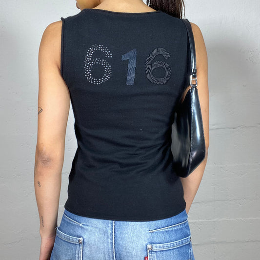 Vintage 2000's Downtown Girl Black Top with "616" Back Print (S)