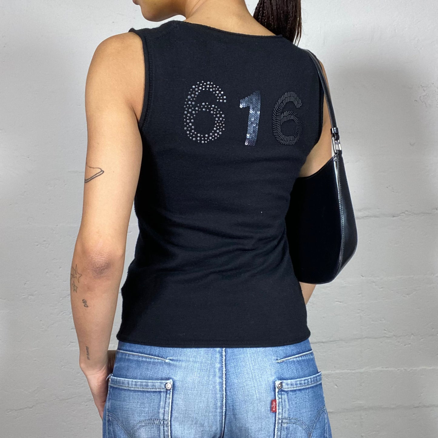 Vintage 2000's Downtown Girl Black Top with "616" Back Print (S)