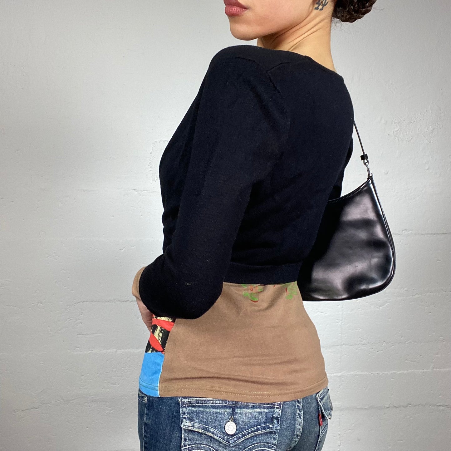 Vintage 2000's Ballet Black Short Sleeve Bolero with Buckle Tie Up Detail (S)