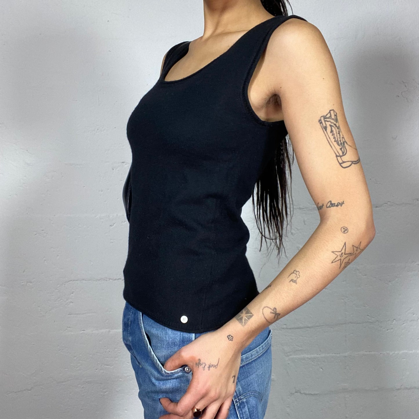 Vintage 2000's Downtown Girl Black Top with "616" Back Print (S)