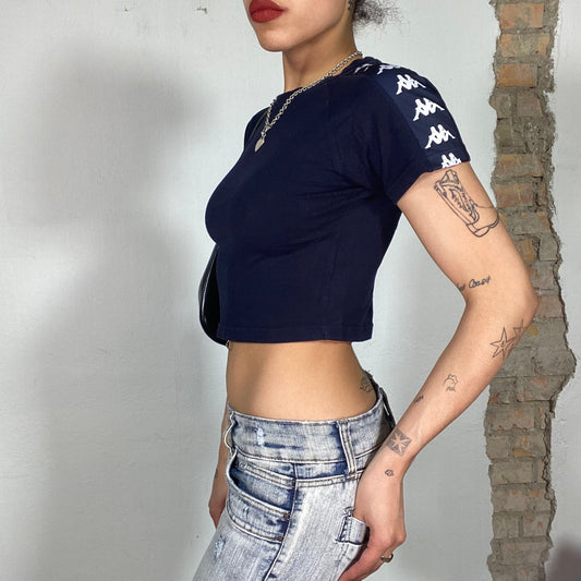 Vintage 90's Kappa Navy Baby Tee With LogoRibbon Detail (S)