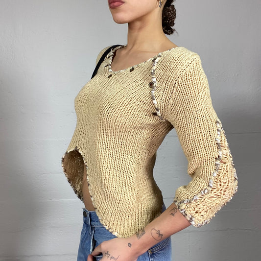 Vintage 90's Fairy Deconstructed Knitted Pullover with Studs Detail (S)