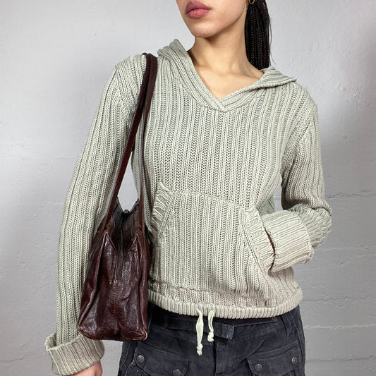 Vintage 90's Joey Grey Knitted Pullover with Hood Detail (M)