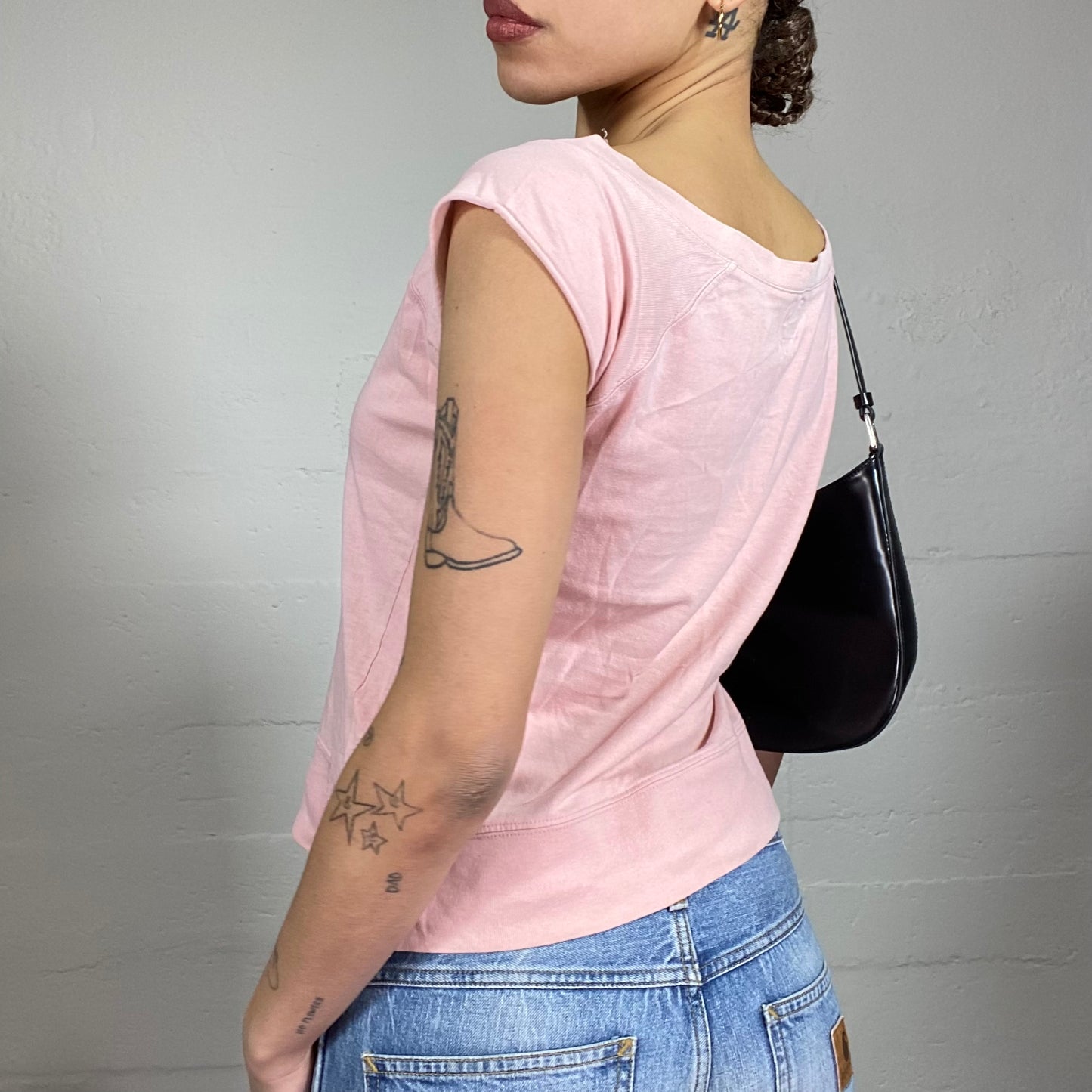 Vintage 90's College Girl Pink Top with "Favorite Training" Print (M)