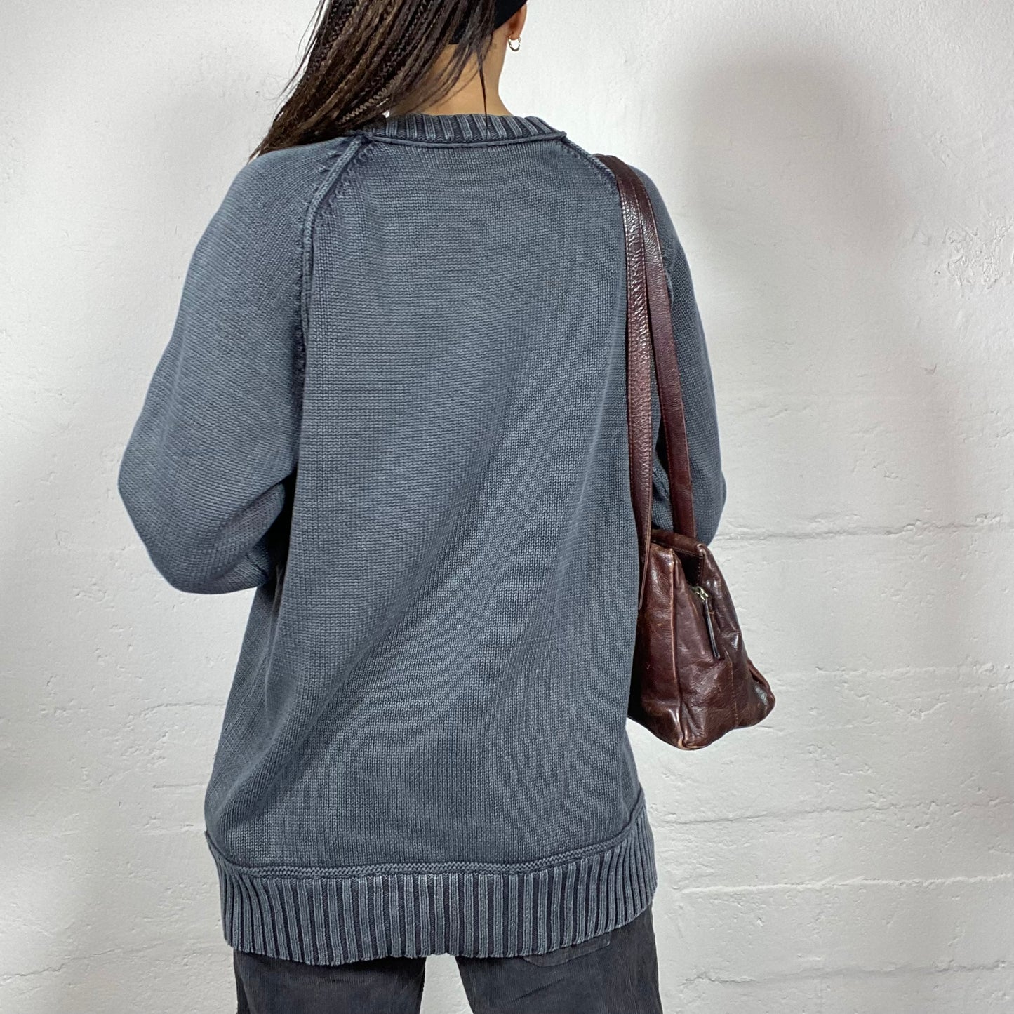 Vintage 2000's Sporty Grey Pullover with Knitted Material (L)