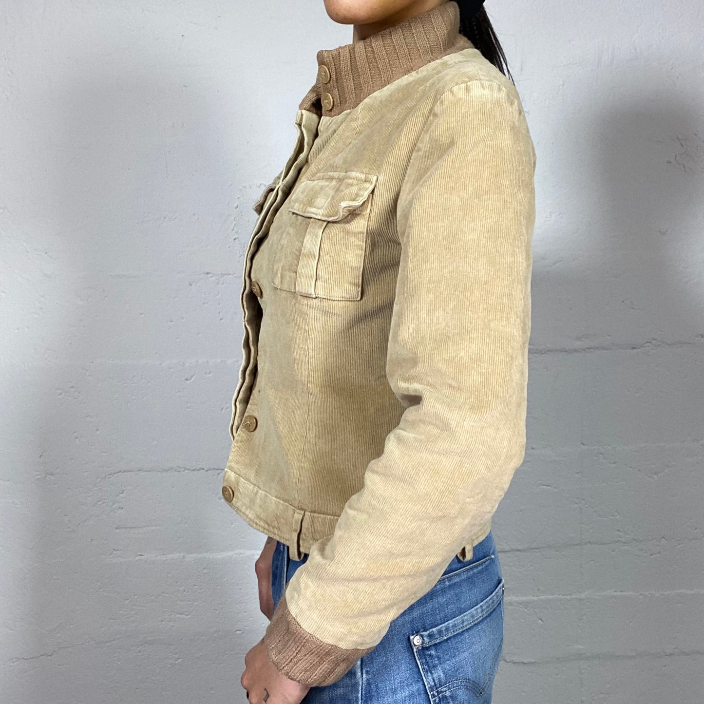 Vintage 90's Indie Brown Corduroy Button Up Jacket (S)