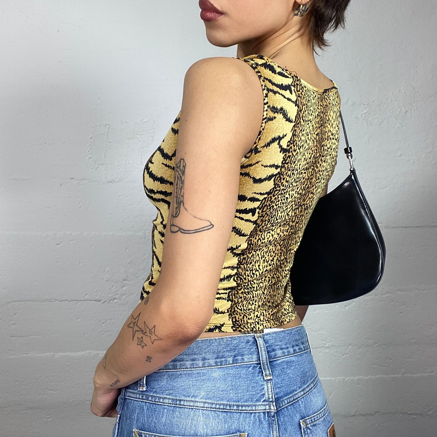 Vintage 2000's Scary Spice Tank Top with Cheetah and Tiger Print (S)