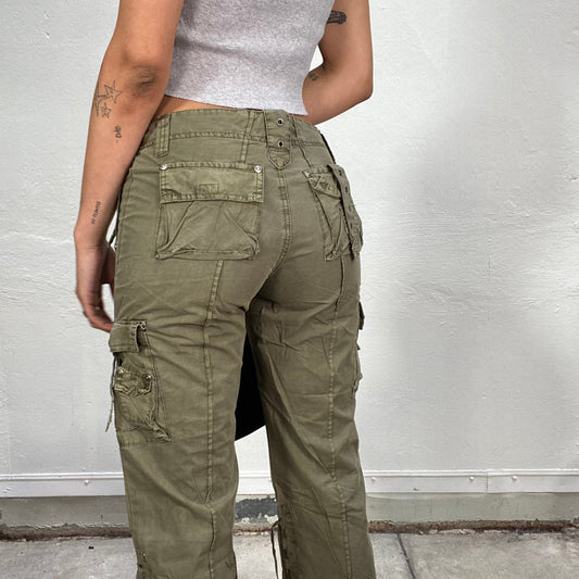 Vintage 90's Boho 3/4 Cargo Pants with Big Pockets and Tack Details (S)