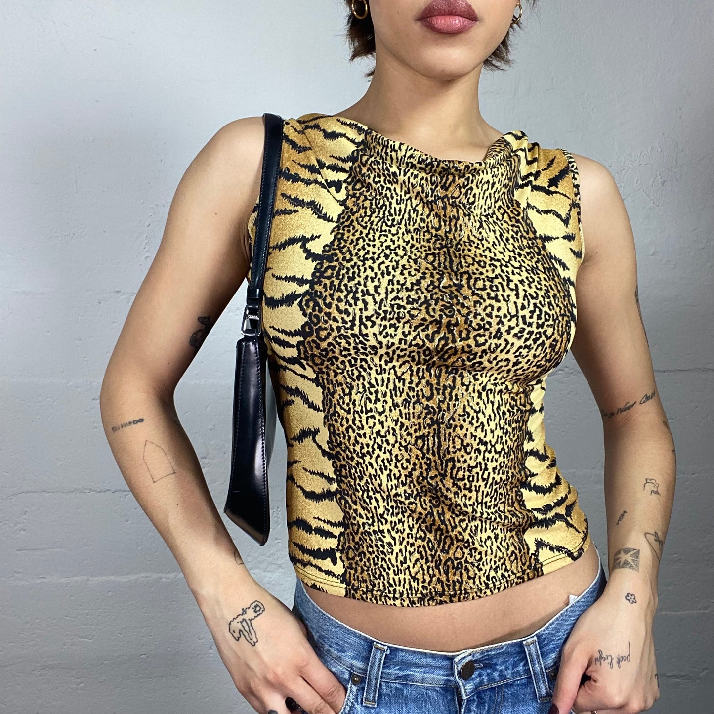 Vintage 2000's Scary Spice Tank Top with Cheetah and Tiger Print (S)