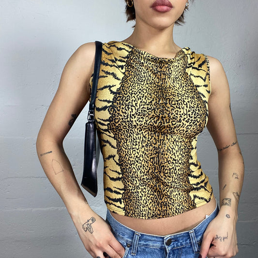 Vintage 2000's Scary Spice Tank Top with Cheetah and Tiger Print (S)