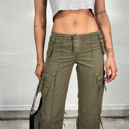 Vintage 90's Boho 3/4 Cargo Pants with Big Pockets and Tack Details (S)