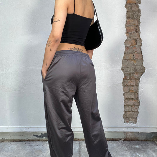 Vintage 90's Kappa Grey Shiny Jogger Pants with Leg Side Zipper (M)