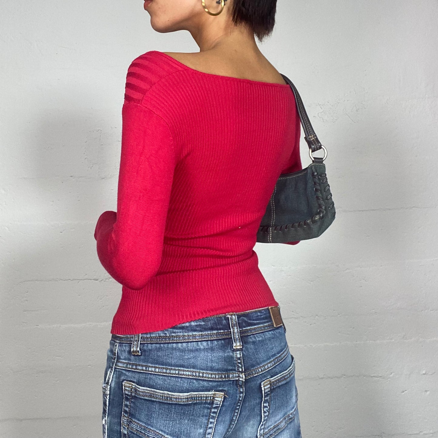 Vintage 2000's Bratz Red V-Neck Longsleeve Pullover with Belt Detail (M)