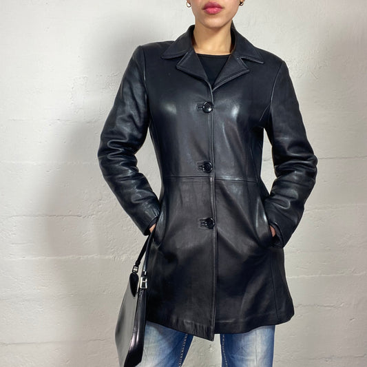 Vintage 90's Buffy The Vampire Slayer Black Long Leather Coat (S)