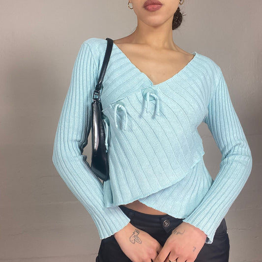 Vintage 90's Soft Girl Wrapped Knitted Pullover with Lace Up Detail (S)