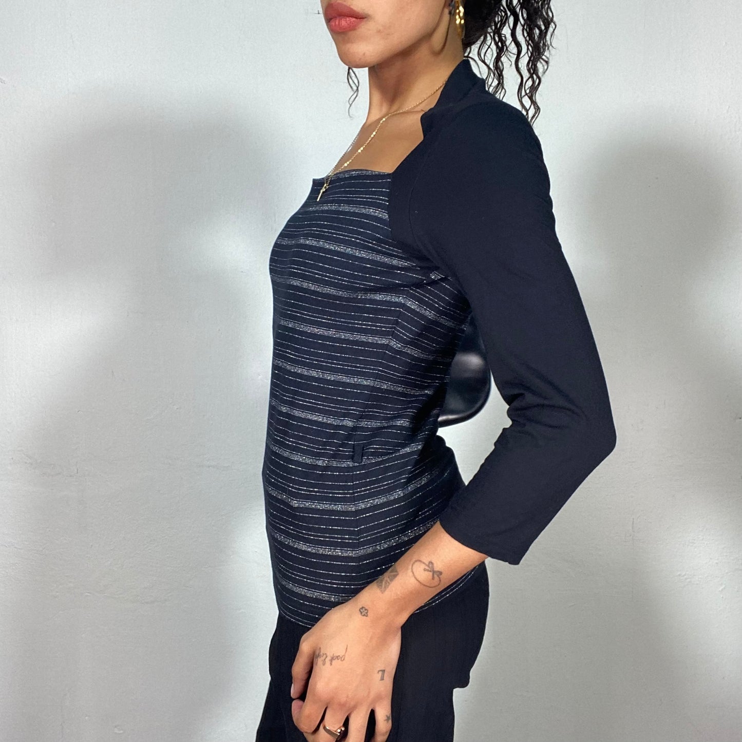 Vintage 2000's Downtown Navy Blue Longsleeve Top with Layered Bolero (S)