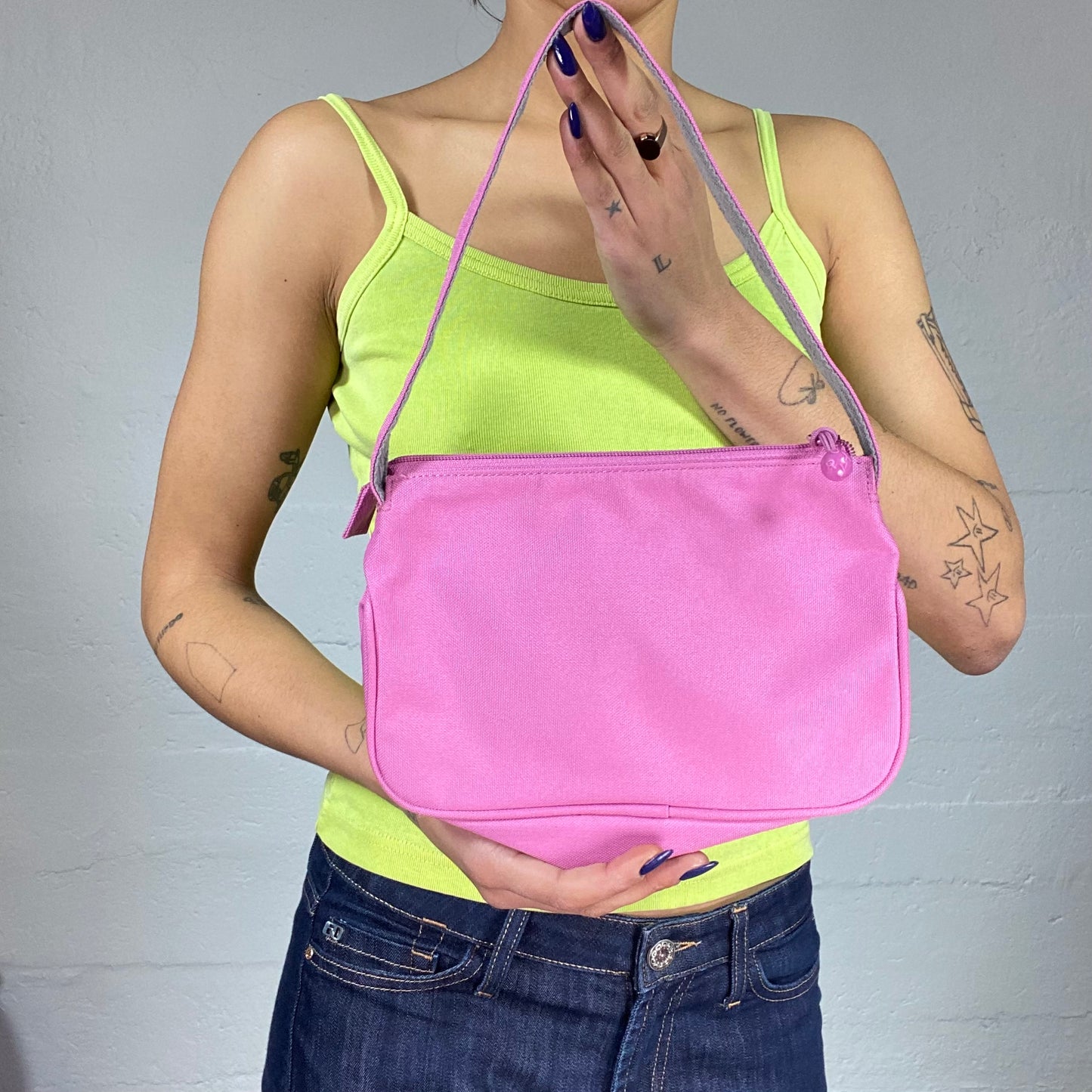 Vintage 2000's Roxy Bright Pink Small Shoulder Bag with Pinned Brand Detail