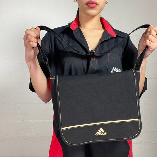 Vintage 2000's Adidas Sporty Black Crossbody Messenger Bag