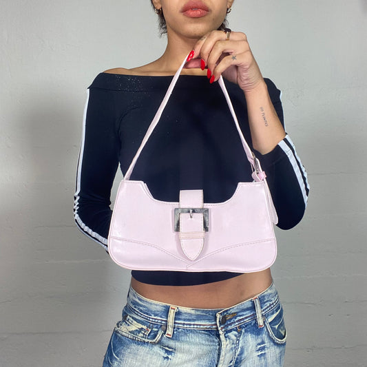 Vintage 2000's Soft Girl Pink Shoulder Bag with Buckle Detail