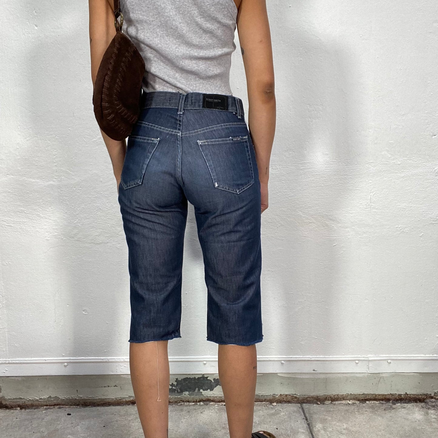 Vintage 90's Downtown Girl Dark Denim Jorts with Straight Fit (S)