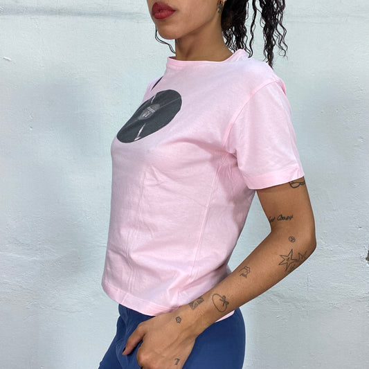 Vintage 90's Girl-Pop Pink Oversized Tee with Vinyl Print (L/XL)