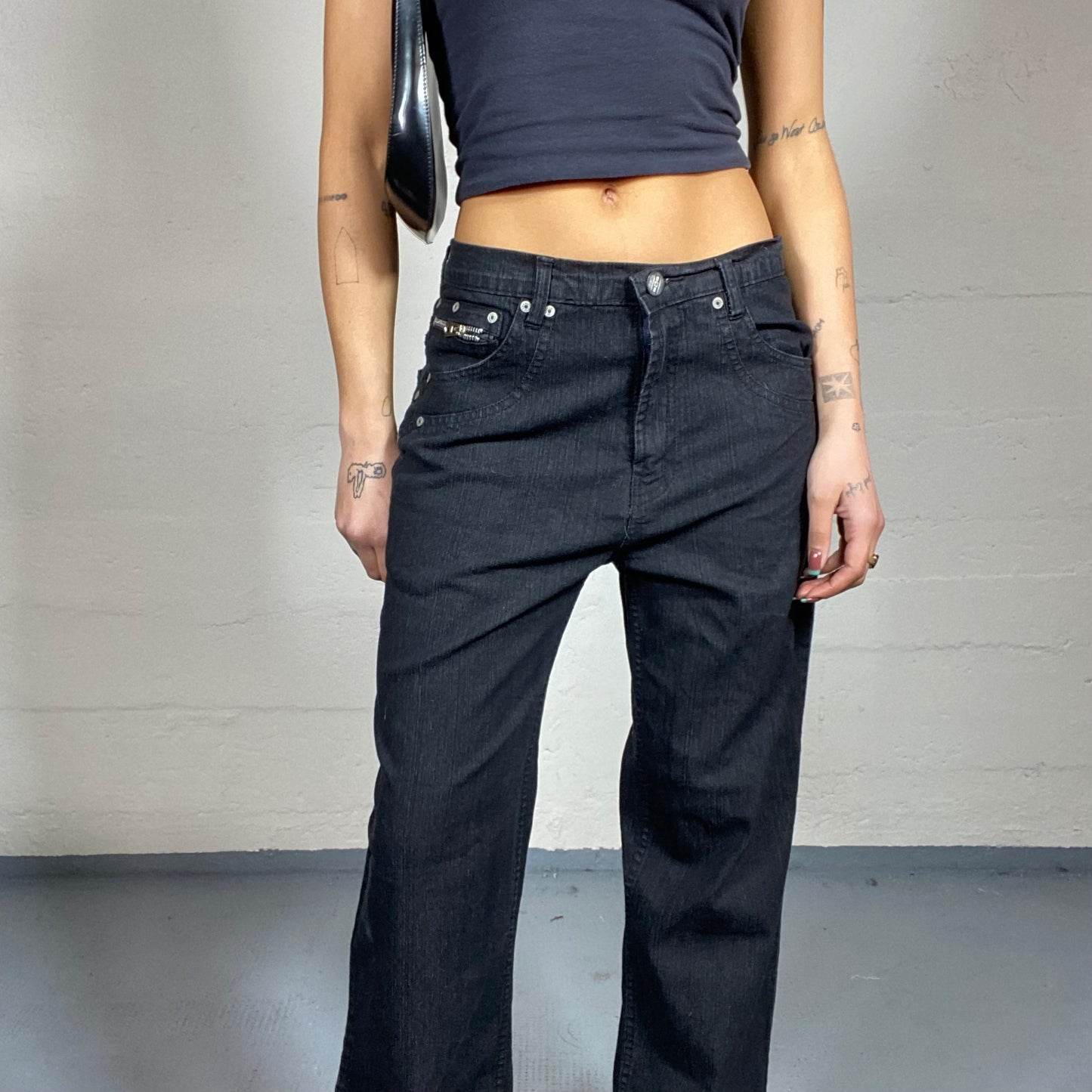 Vintage 90's Diesel Downtown Girl Black Loose Fit Denim Pants with Straight Cut (S/M)