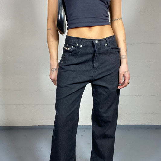 Vintage 90's Diesel Downtown Girl Black Loose Fit Denim Pants with Straight Cut (S/M)