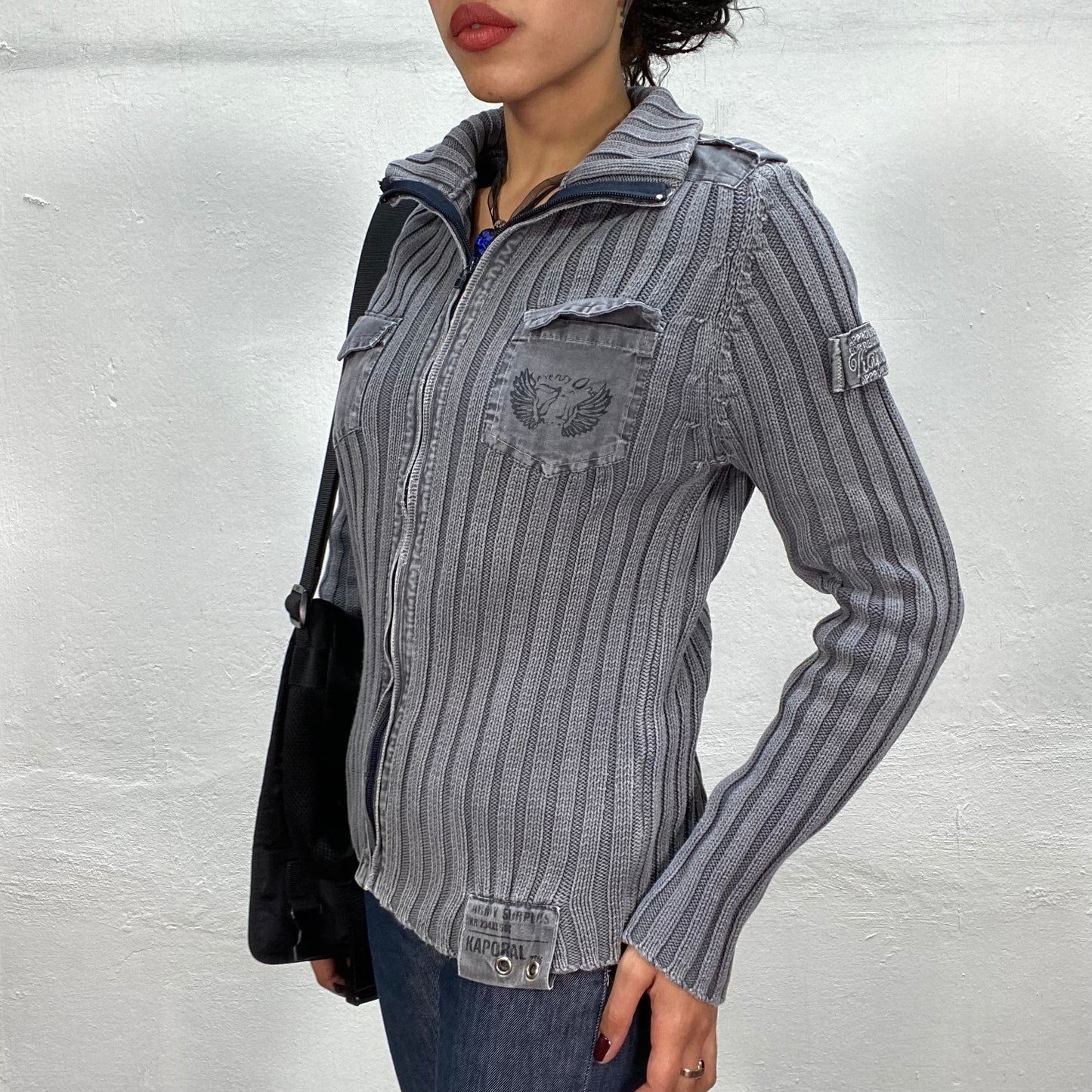 Vintage 90's Classic Grey Oversized Sweater with Zip Up and Pocket Details (M/L)