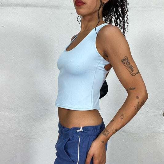 Vintage 2000's Festival Baby Blue Top with Crossed Back (S)