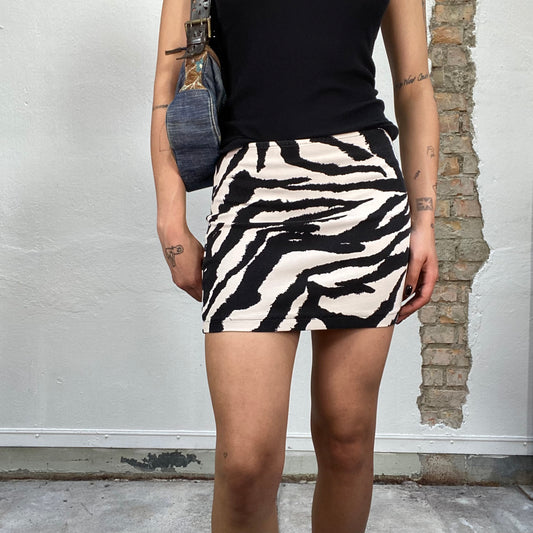 Vintage 2000's Sleaze Tube Mini Skirt with Zebra Print (XS)