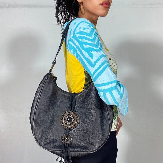 Vintage 2000's Model Off Duty Black Slouchy Shoulder Bag